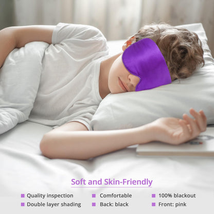 Kids Sleep Mask Eye Cover, 100% Real Natural Pure Silk Eye Mask with Adjustable Strap, Blindfold Kids Eye Mask for Sleeping, Eye Shade for Boys Girls and Adult, Pressure-Free Comfort (Black)