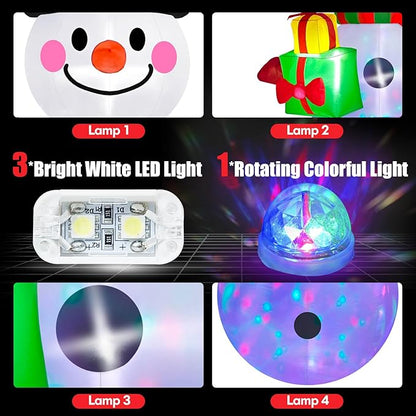 Danxilu 8 FT Christmas Inflatable Snowman Outdoor Decoration, Built-in Colorful LED Lights Xmas Inflatable Snow Man with Gift Box Blow Ups Yard Decoration for Outside Garden Lawn Holiday Party Decor