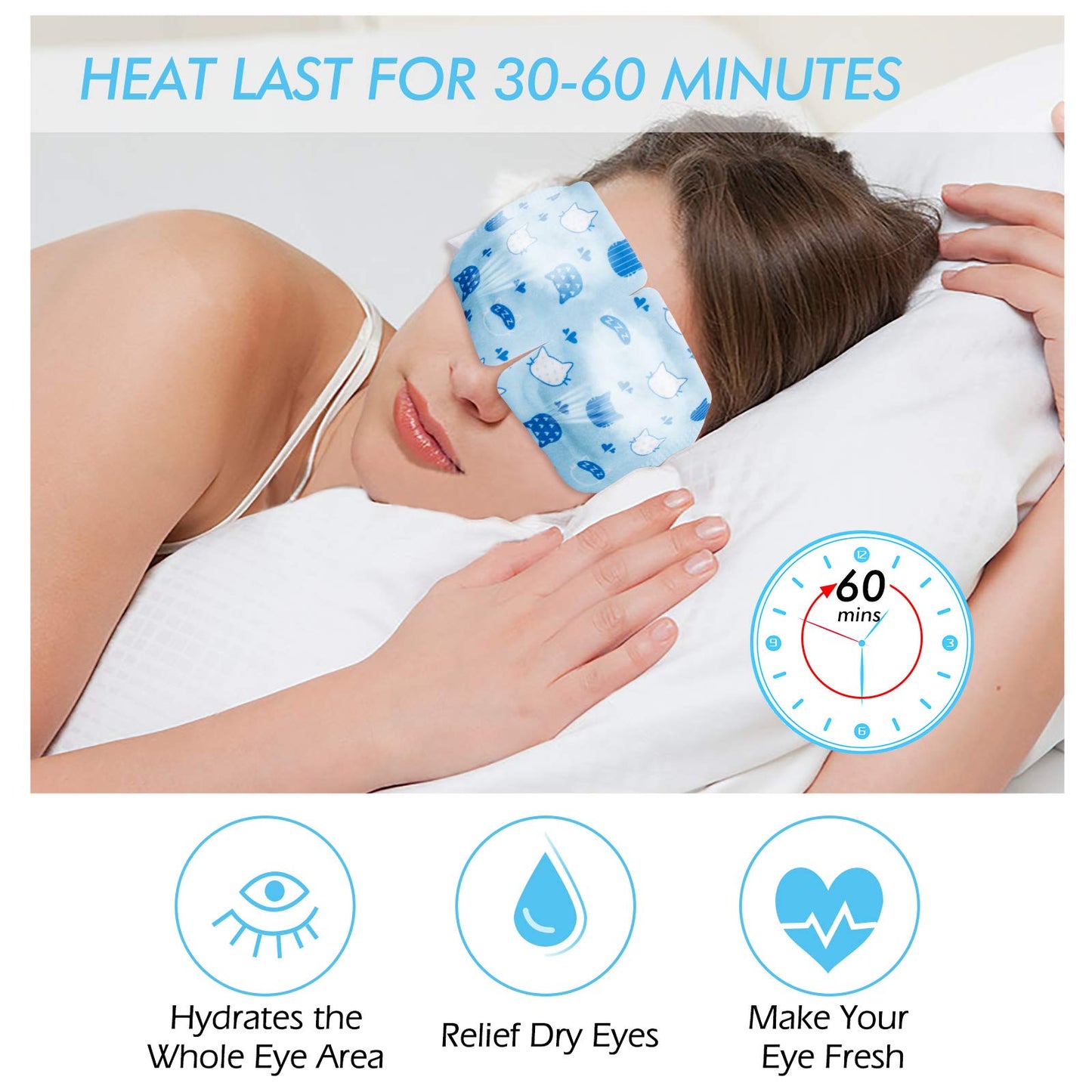 Jekeno Steam Eye Mask, 16 Packs Eye Masks for Dry Eyes, 40-60 Minutes Self Moist Warm Compress Heated Disposable Mask for Sleep, Spa Relaxing Trip Gifts, Travel Essentials for Women Men
