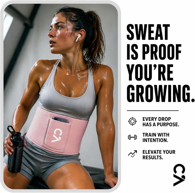 Waist Trimmer Belt for Men & Women - Silver Ion Sweat Trainer with Anti-Slip Design & Pocket | Precision Fit
