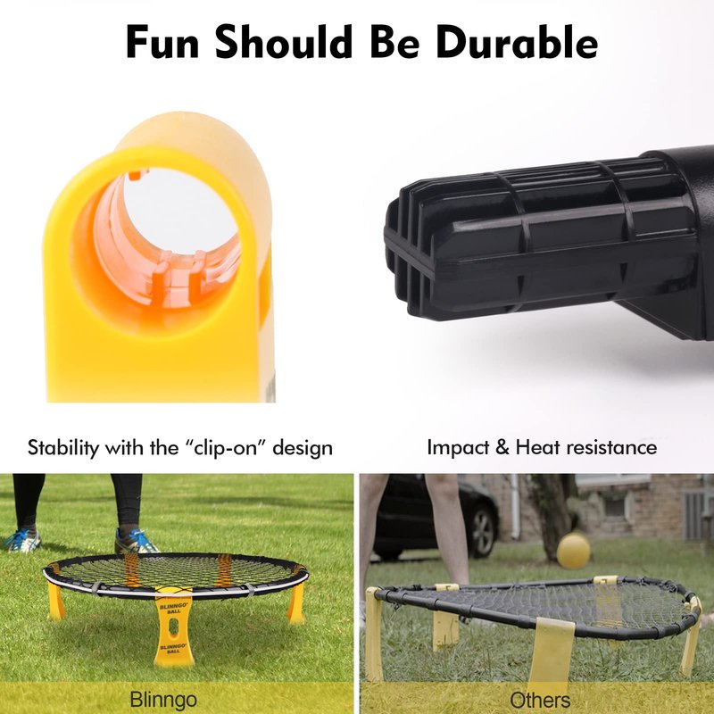 Blinngo Roundnet Game Set with 3 Balls and Strip Light (ONLY for Pro Kit) - Roundnet Game for Outdoor Indoor Lawn Beach Backyard and Park