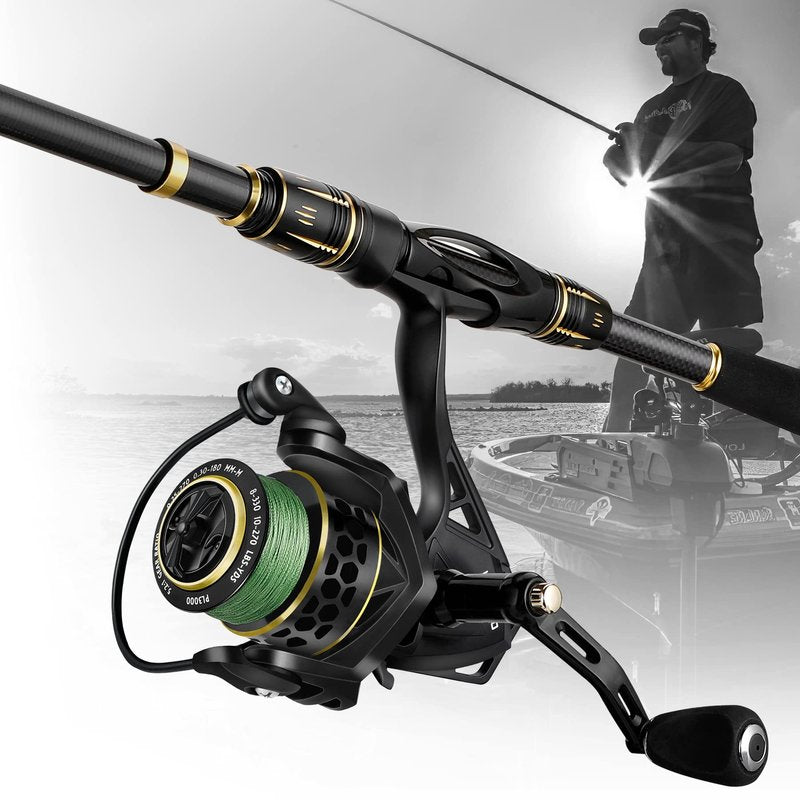 PLUSINNO Fishing Reel, 9 +1BB Spinning Reel, Ultra Smooth Powerful, Lightweight Graphite Frame, CNC Aluminum Spool for Freshwater