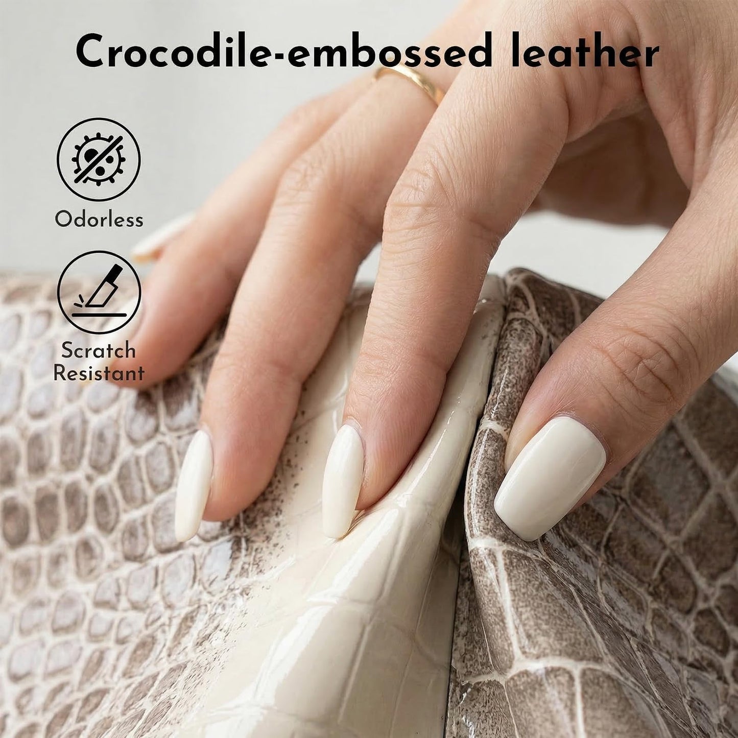 Jooniter Tote Bag for Women Vegan Leather Satchel Bags for Women Crocodile Pattern Bucket Bags Shoulder Handbag Purse Clutch Bags for Work Evening Apricot