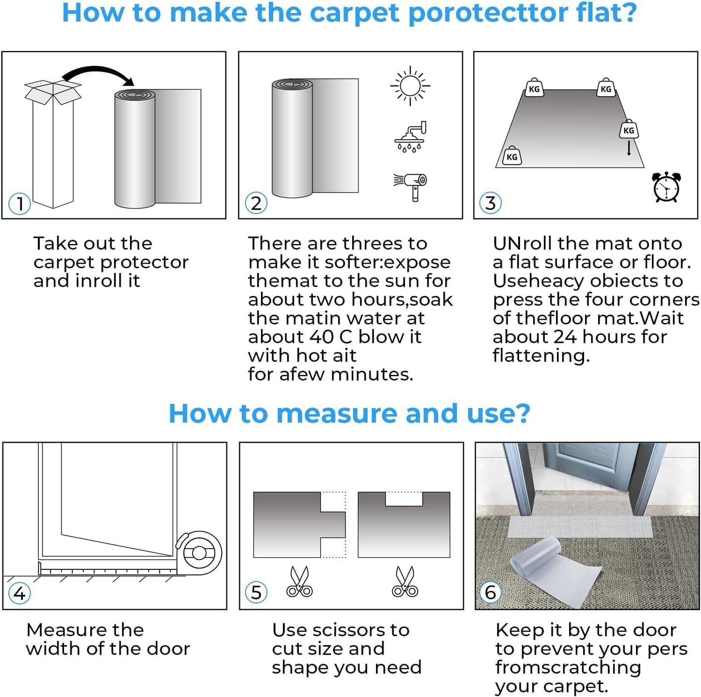 Pet Carpet Protector for Doorways - 14.9”x43.3” Clear Heavy-Duty PVC Scratch Guard | Waterproof, Non-Toxic, Cut-to-Fit Runner for Dogs & Cats (Stops Scratching, Stains) (Clear, 1 PC)