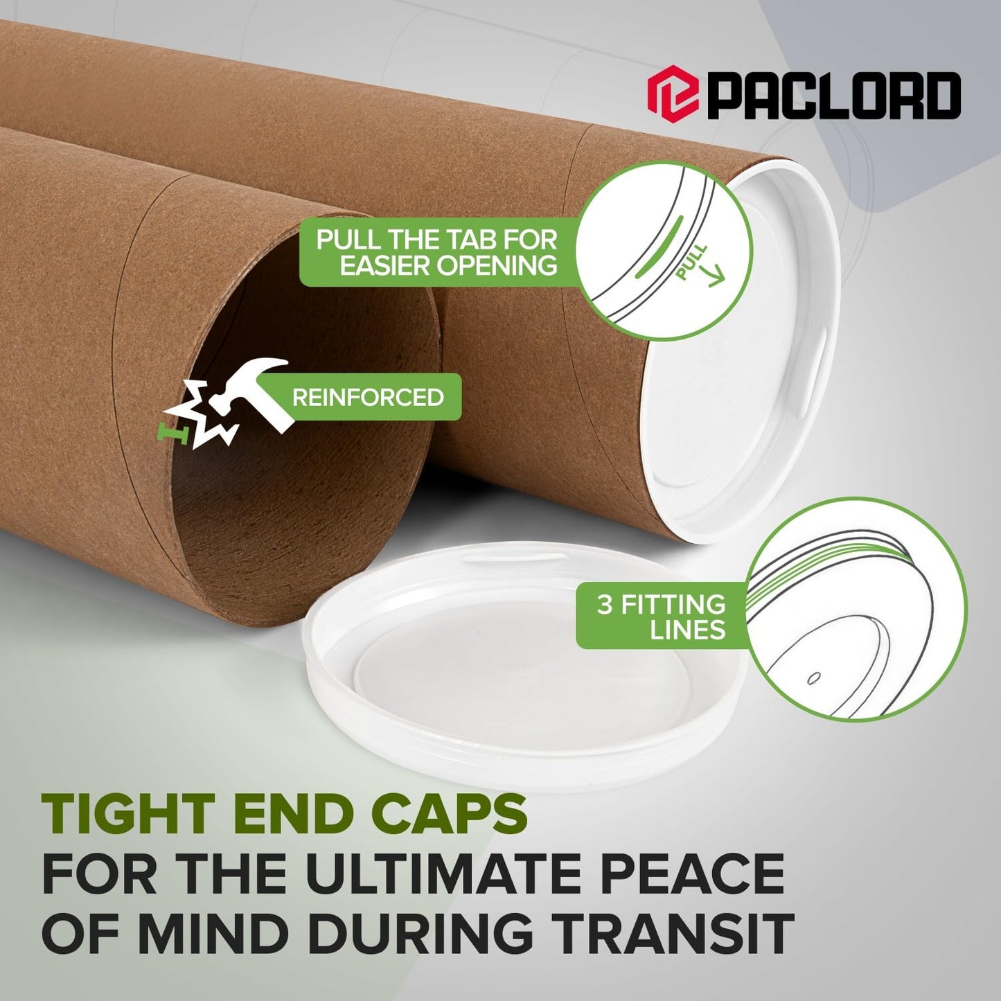 4" x 12" Reinforced Kraft Paper Mailing Tube, Pack of 6 Tubes with 12 Caps – Secure USPS Approved Poster Tube – Made in USA Cardboard Tube for Shipping and Storing Posters, Prints, Artwork