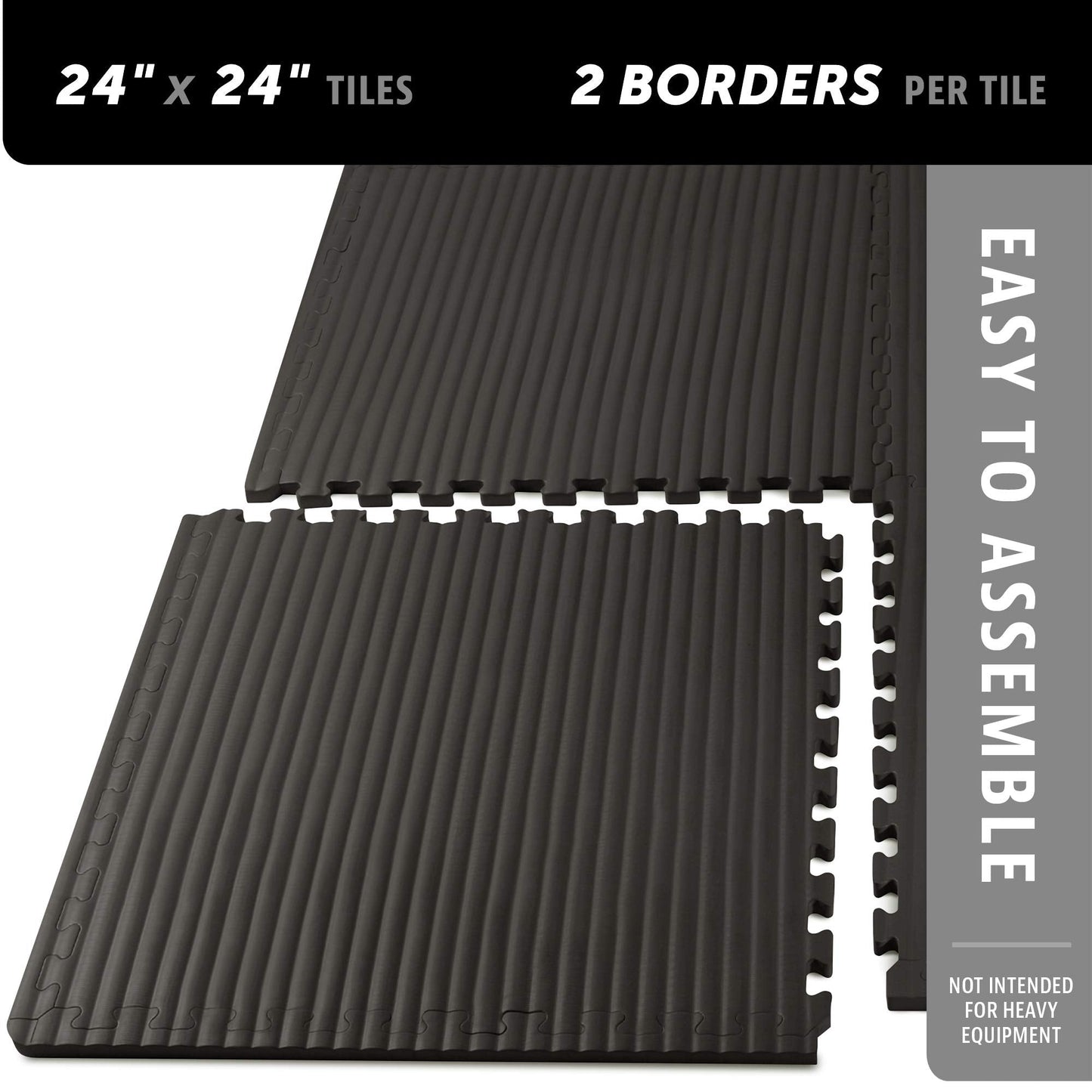 We Sell Mats 3/4 Inch Thick Martial Arts EVA Foam Exercise Mat, Tatami Pattern, Interlocking Floor Tiles for Home Gym, MMA, Anti-Fatigue Mats, 24 in x 24 in, Black, 24 Square Feet (6 Tiles) (TM)