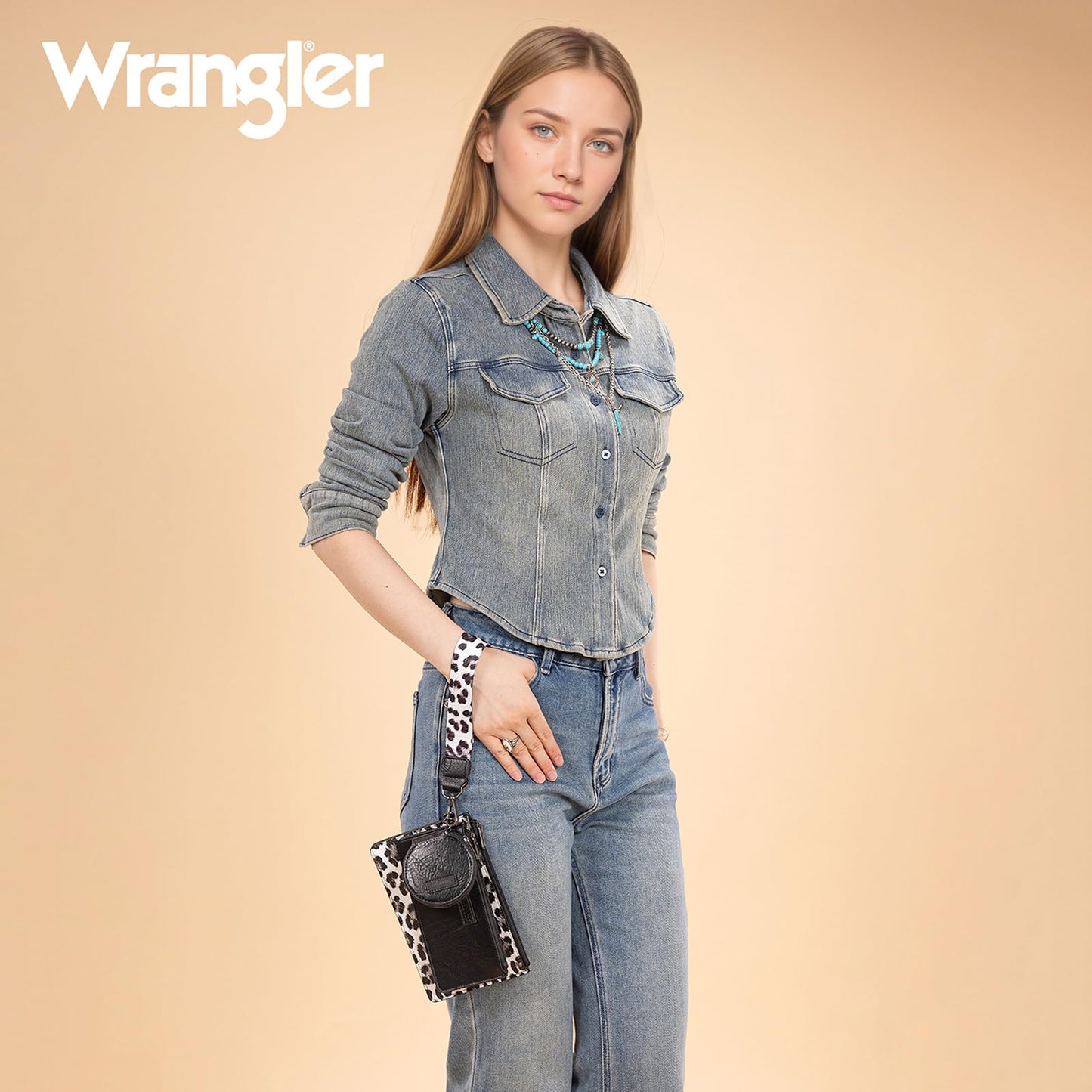 Montana West X Wrangler Wristlet Wallets for Women Dual Pouch Keychain Wristlet Wallet with Small Coin Pouch for Travel Sports Outdoors