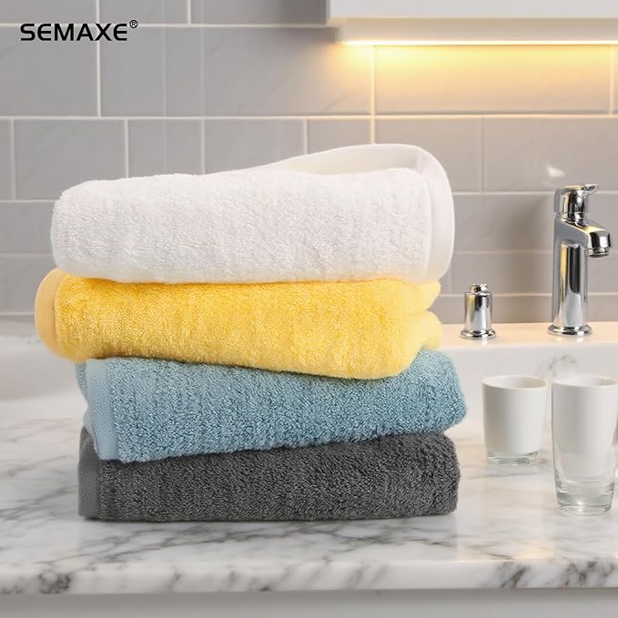 SEMAXE Gray Hand Towels for Bathroom, Quick-Drying, Easy Care