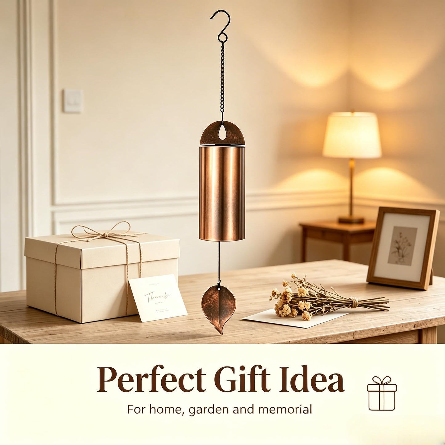 Deep Tone Memorial Wind Chimes Outdoor, Handcrafted Steel Wind Chimes with Mute Mode, Amazing Grace Wind Bells for Garden Patio Yard Porch Home Decor, Black (Brown)
