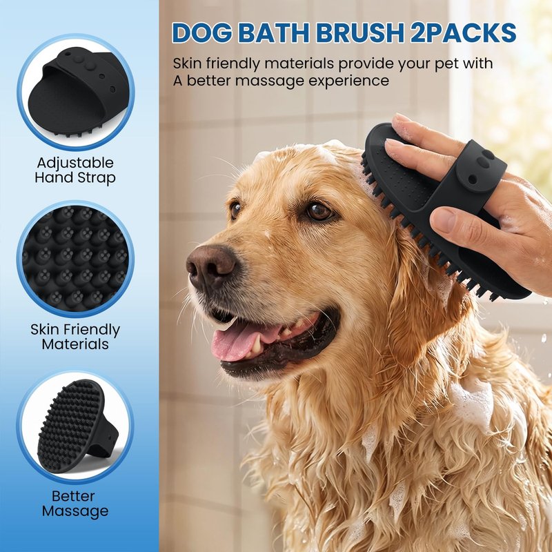 Double-Sided Pet Grooming Rake - 4-in-1 Professional Pet Grooming Kit Deshedding Dematting Tool for Dogs Cats Extra-Wide Grooming Brush & Deshedder Comb for Long & Short Haired Pets (Black Kit 4PCS)
