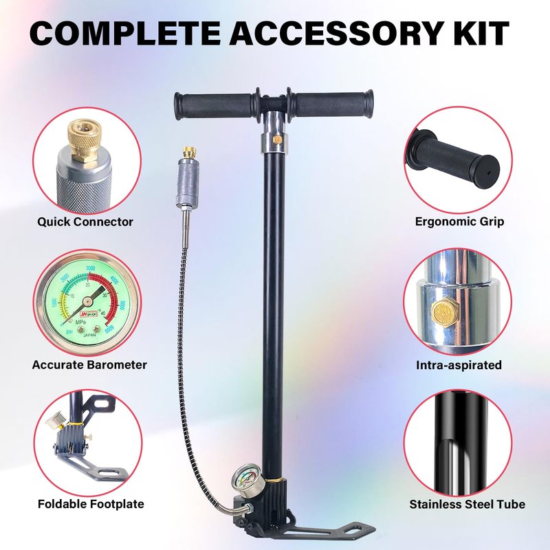 NDCYJG PCP Air Pump High Pressure Hand Pump 4500Psi 4 Stage Airgun Pump 30MPA Air Rifle Filling Stirrup Pump