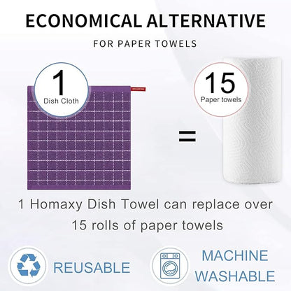 Homaxy 100% Cotton Terry Kitchen Dish Cloths, Ultra Soft and Absorbent Dish