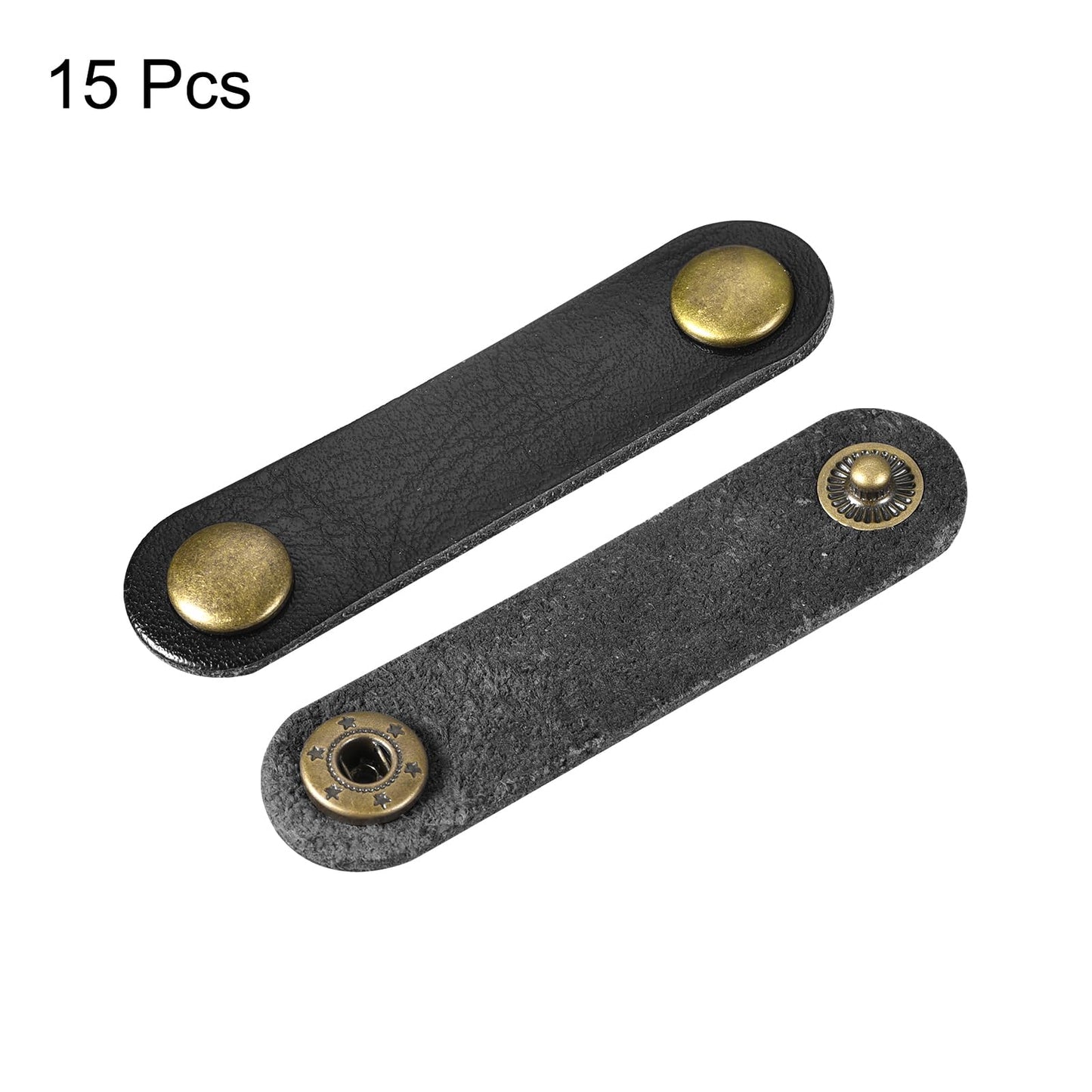 MECCANIXITY Pack of 15 Leather Cable Straps Cord Organizer 63x16mm Portable Cable Leather Clips Black Earphone Cord Management for Cable, Wire