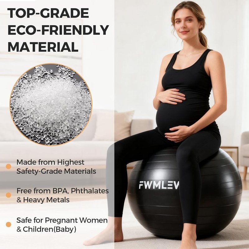 Extra Thick Yoga Ball - Anti-Burst Heavy Duty Stability Ball for Fitness, Core Workouts & Office Use | 5 Sizes Available