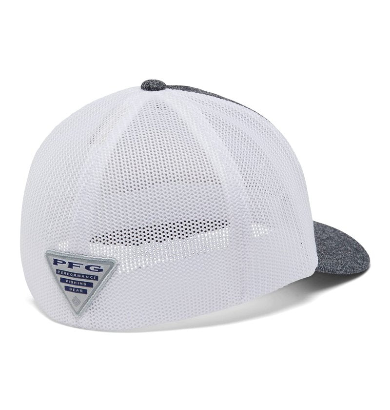 Columbia Unisex PFG Mesh Fish Flag Ball Cap, Breathable, Adjustable, Grill Heather/White/Us Fish Flag, Large-X-Large