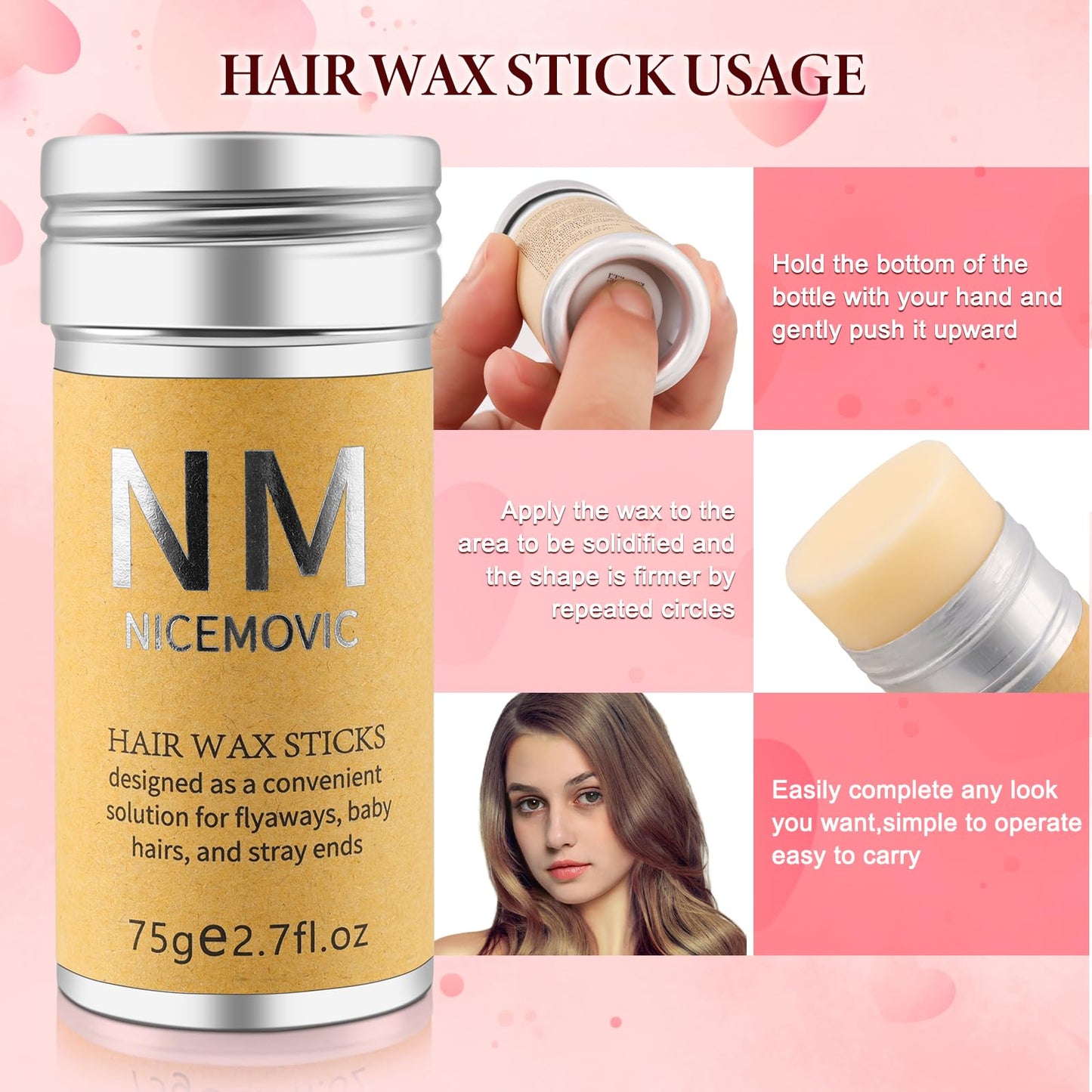 NICEMOVIC Ceramic Heating Hair Straightener Comb - Hot Pressing Brush for Natural Black Hair, Beard Wigs, and Curling (Gold)