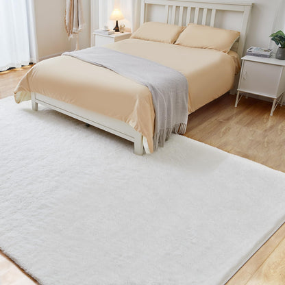 Puremy Fluffy White Rugs for Bedroom, 5x7 Plush Cream Area Rugs for Living Room, Non-Slip Shag Floor Carpet for Kids Room, Girls Room, Bedside, Playroom, Indoor Decor