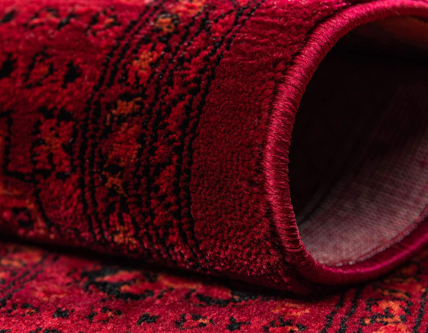 Unique Loom Tekke Collection Over-Dyed Saturated Traditional Torkaman Area Rug (6' 0 x 9' 0 Rectangular, Red/Black)