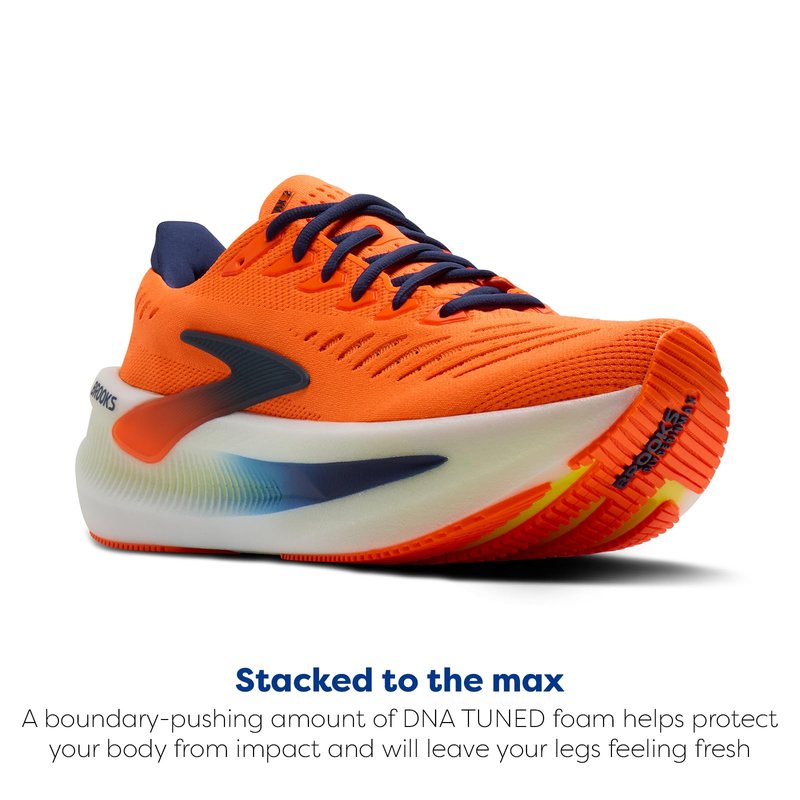 Brooks Men’s Glycerin Max 2 Neutral Running & Walking Shoe - Orange/Beacon Blue/Nightlife - 9.5 Medium