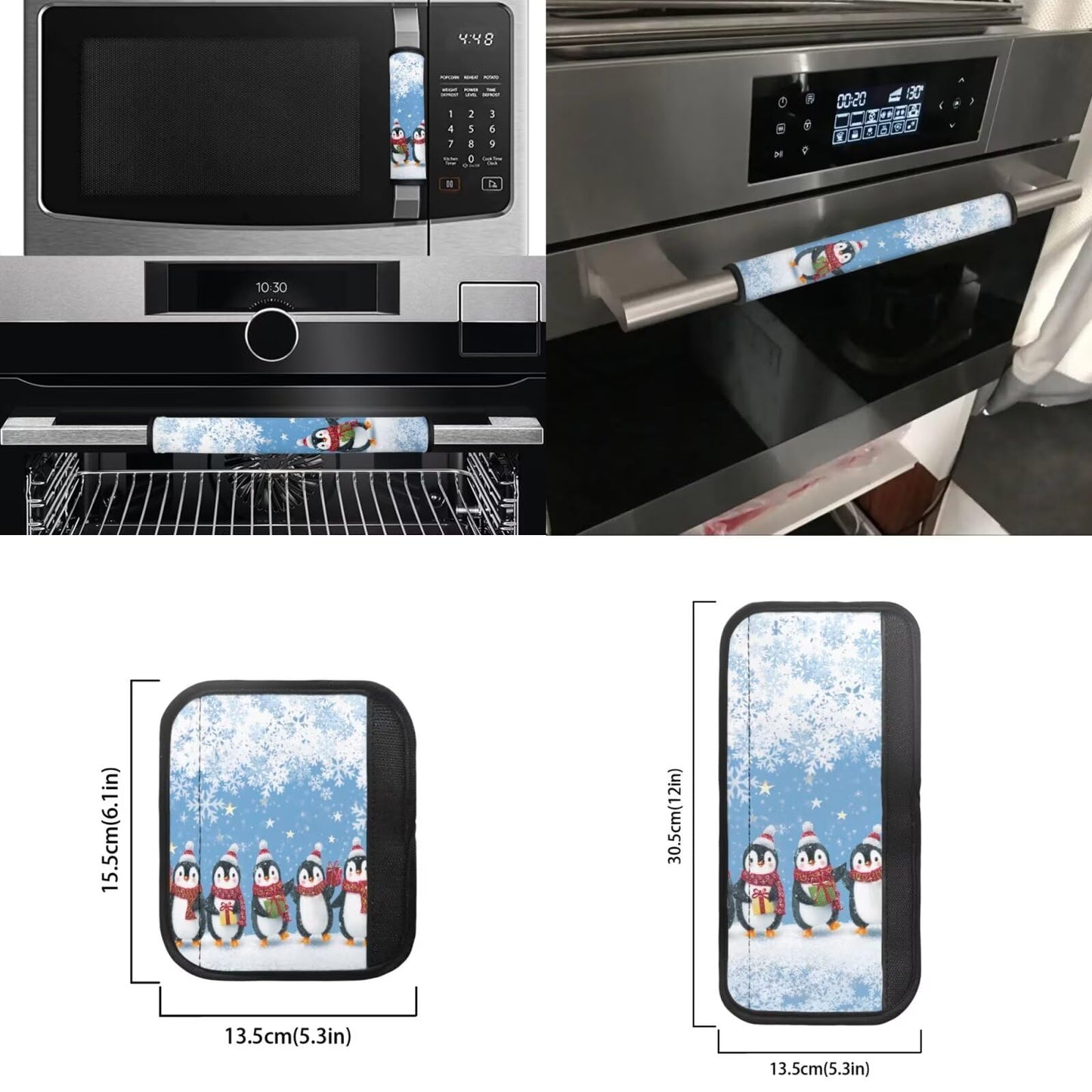 Yatixapu Refrigerator Door Handle Covers, Christmas Penguin 6PCS Fridge Handle Cover, Handmade Decor Protector for Ovens, Dishwashers, Keep Your Kitchen Appliance Clean from Smudges, Food Stains