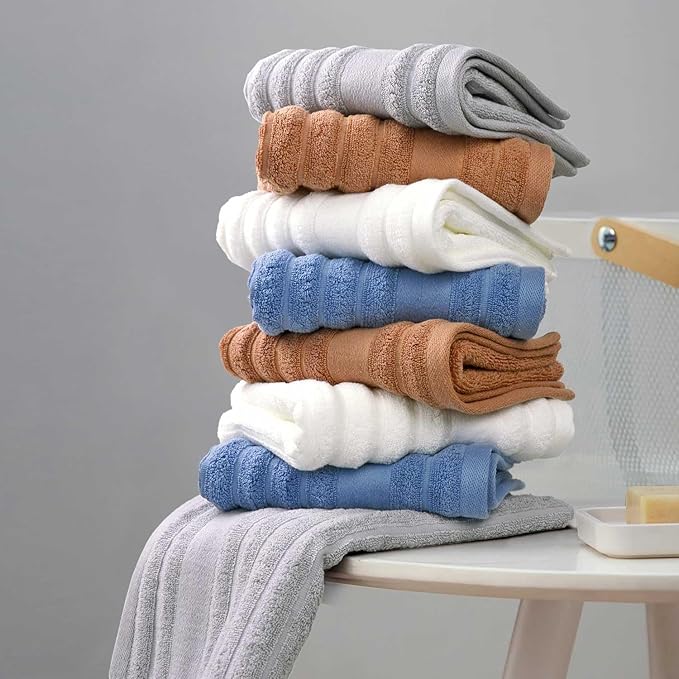 Jacquotha Light Grey Face Towels Set of 2 Ribbed