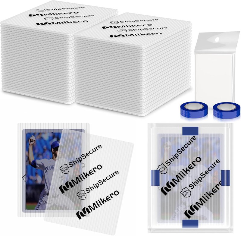 Trading Card Shipping Protectors - 120 Pack Plastic Sleeves with Tape Rolls | 3.5'' x 4.5'' Size for Safe Mailing