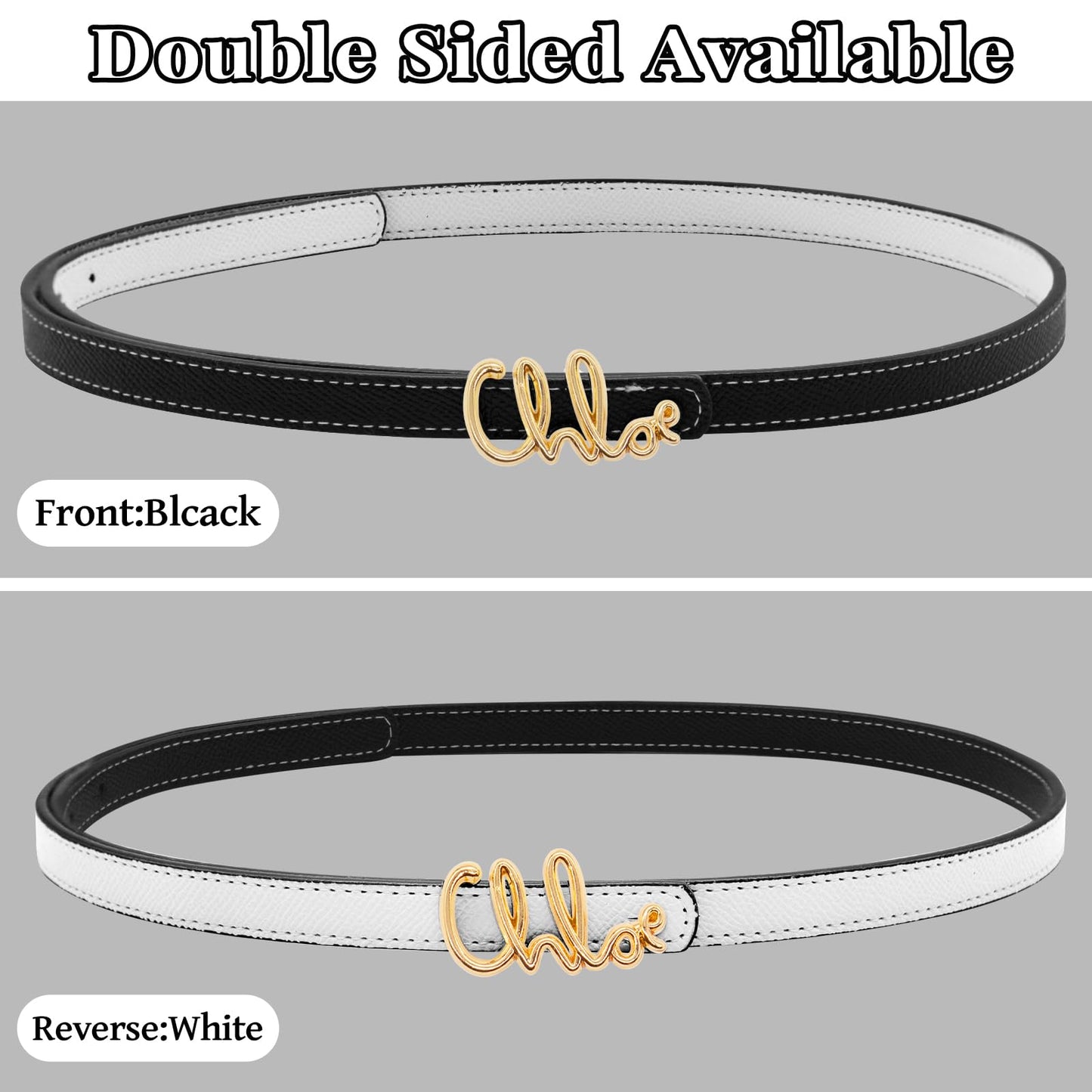 LJCZKA Faux Hide Waist Strap Double Sided for Ladies, Adjustable Hip Band with Golden Clasp for Daily Outfit Casual Wear (BlackGold)