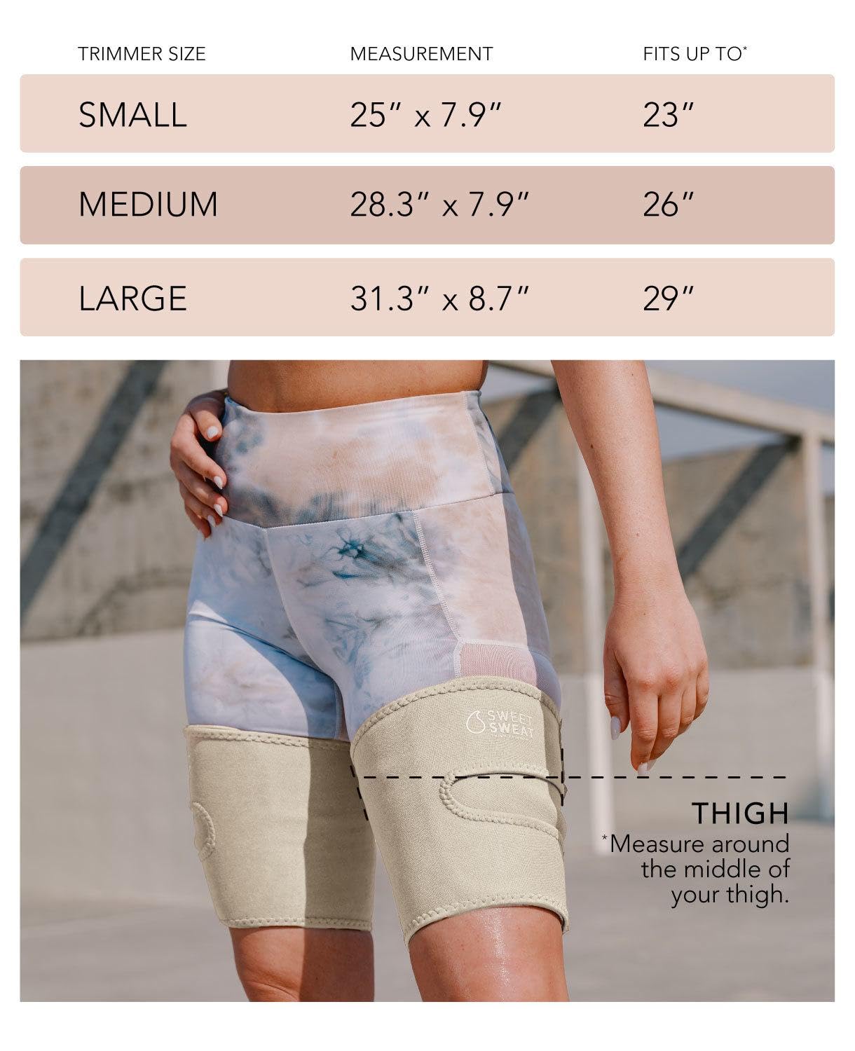 Sports Research Sweet Sweat Toned Thigh Trimmers for Men & Women | Increases Heat & Sweat to the Thighs (Quartz, Medium)