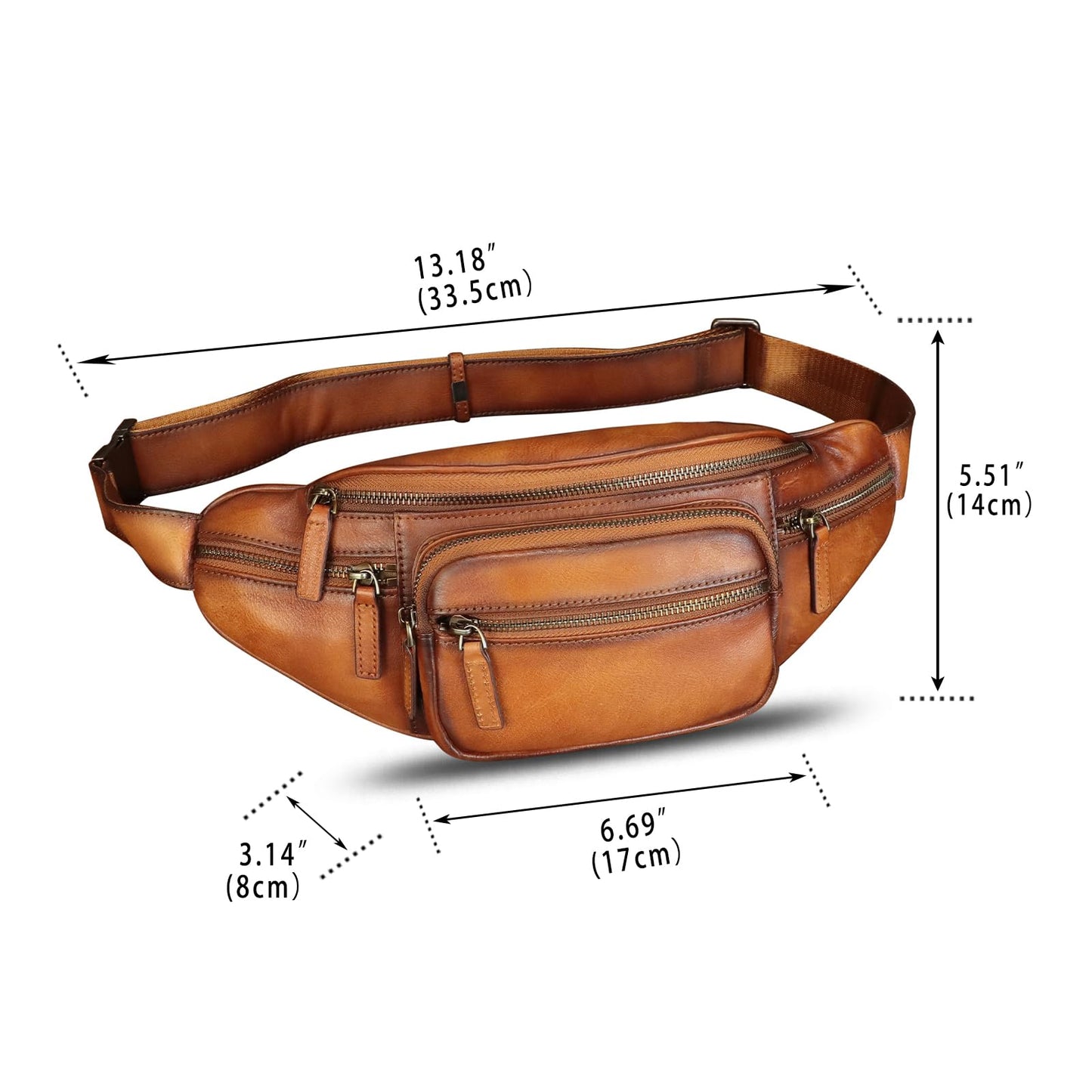 Genuine Leather Fanny Pack for Women and Men Vintage Handmade Leather Waist Bag Sling Bag Backpack Purse Crossbody Bags (Brown)