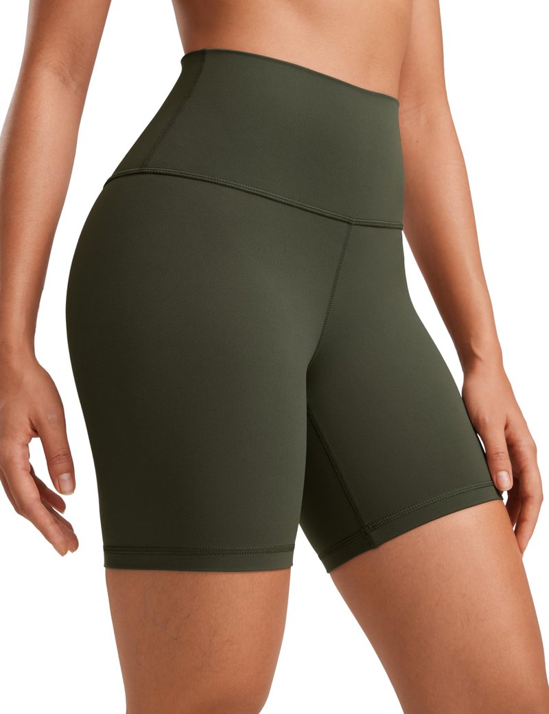 CRZ YOGA ButterLuxe Biker Shorts 6" - High Waisted Workout Running Volleyball Spandex Yoga Womens Olive Green Medium