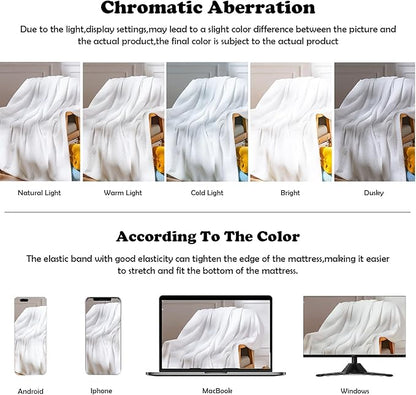 NEWCOSPLAY Super Soft King Blanket White Premium Silky Flannel Fleece Leaves Pattern Lightweight Bed Blanket All Season Use (White, King(90"x110"))