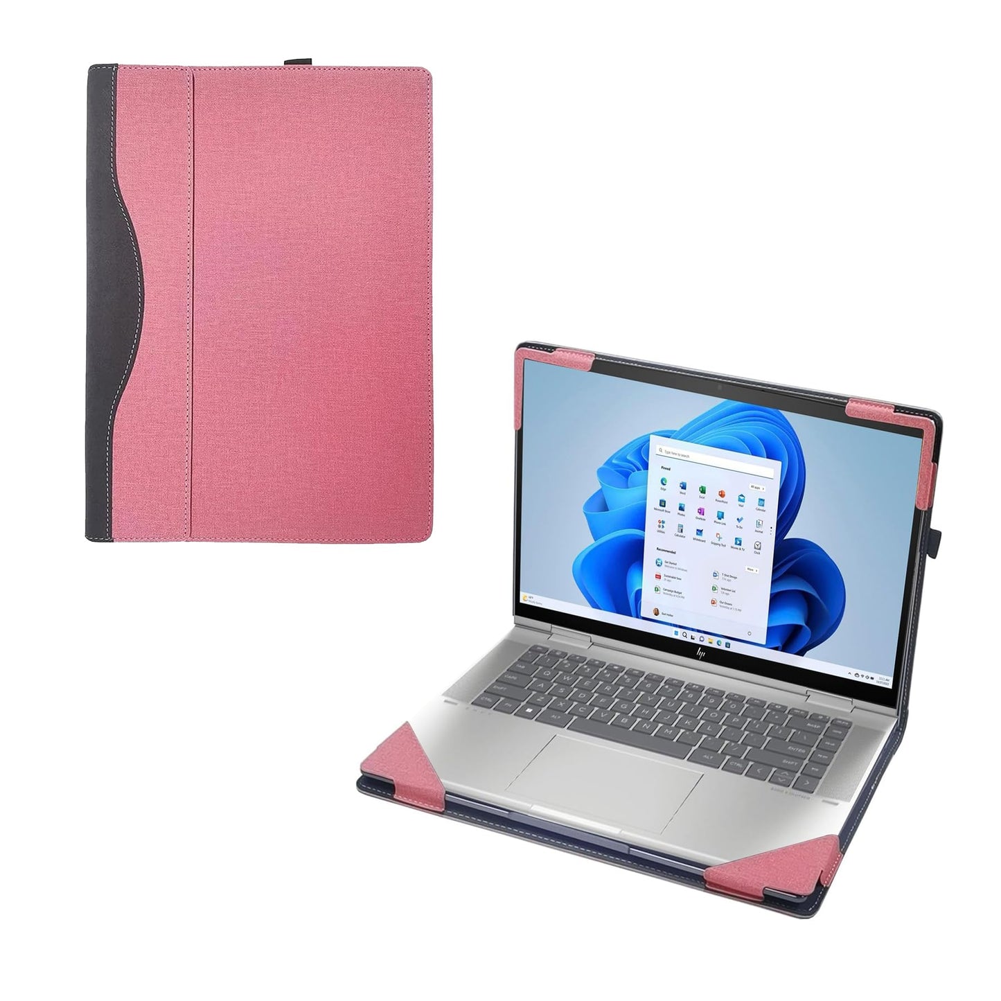 RUNMEIJIA Laptop Cover Case for Dell 14 Plus DB14250/ Pro 14 PC14255/Pro 14PC14250 Series (NOT Working with Other Dell Models). 2-in-1 PU Leather Detachable Notebook Sleeve (Pink)