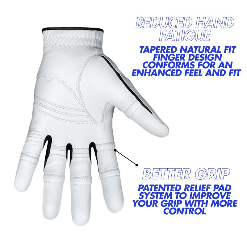 Bionic Men's StableGrip with NaturalFit 2.0 Golf Glove with Dual Expansion Thumb for Best Fit - Premium Cabretta Leather… (White, Small, Right)