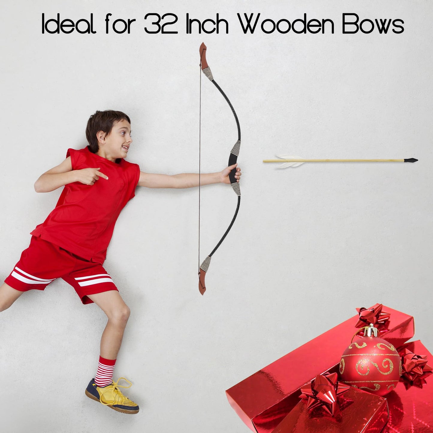 Basbon 8 Pcs Wooden Feather Arrows Soft Rubber Tips, 17 Inch Handmade Wooden Toy Arrow for Kids and Beginners, Archery Bows Outdoor Play Cosplay Costume Decoration