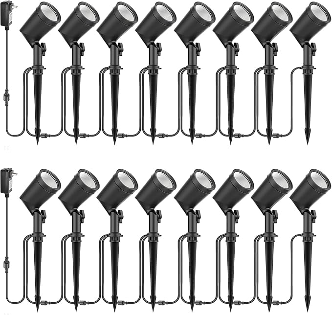 ZYAN 16 Pack Landscape Spotlights with Power Supply, 4.5W 600lm per Light, 2700K Warm White