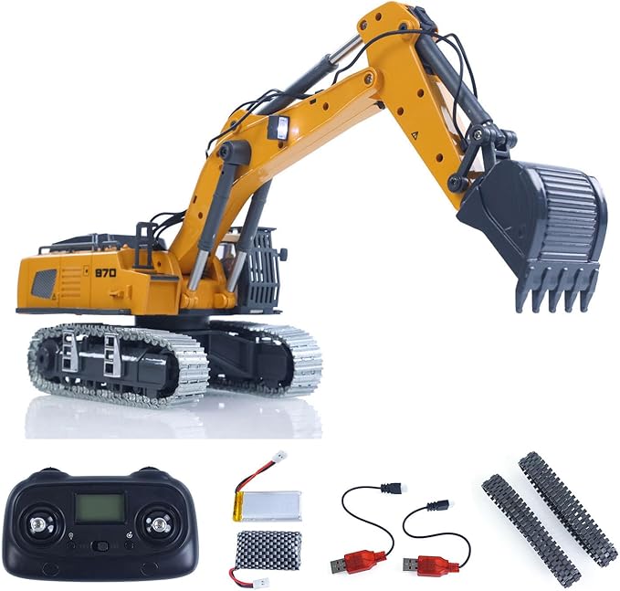 TOUCAN RC HOBBY 1/50 RC Excavator K970 Construction Vehicle Remote Control Electric Lifting Digger Bucket Tracks Light Sound RTR Battery for Adult