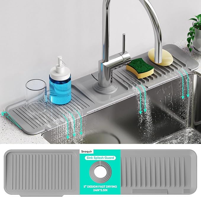24 Inch Longer Faucet Mat for Kitchen SinkBathroom Kitchen Sink Splash Guard