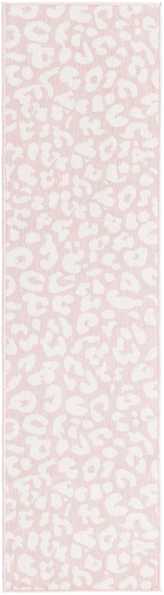 Unique Loom Outdoor Safari Collection Area Rug - Leopard (2' x 7' 10" Runner, Pink Ivory/ Ivory)