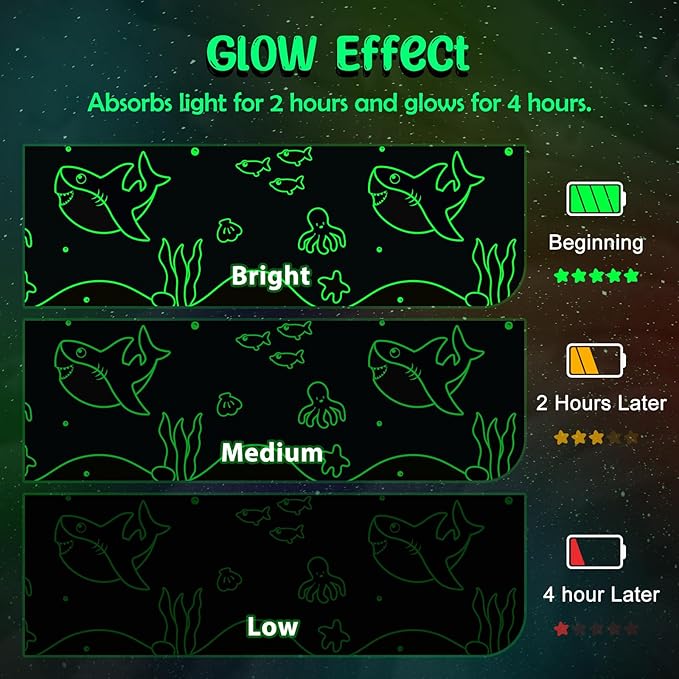 Shark Gifts for Boys Girls - Glow in The Dark Ocean Animal Blanket for Kids Grandkids Age 1-14 Years Old Child Toddler Best Birthday Valentines Easter Christmas Party Presents Soft Cozy Throw 50"x60"