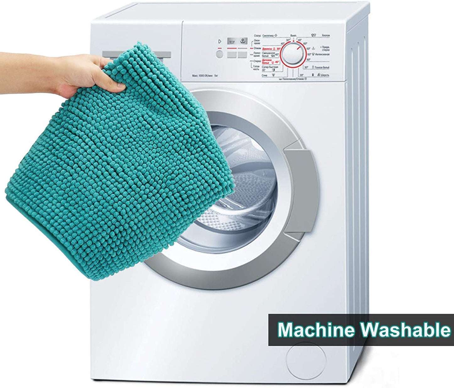 Urvoix 3 Pieces Bathroom Rugs Set, Non-Slip Chenille Bath Rug, Ultra Soft and Super Absorbent Bath Mat for Bathroom, Toilet and Tub (Teal Green)