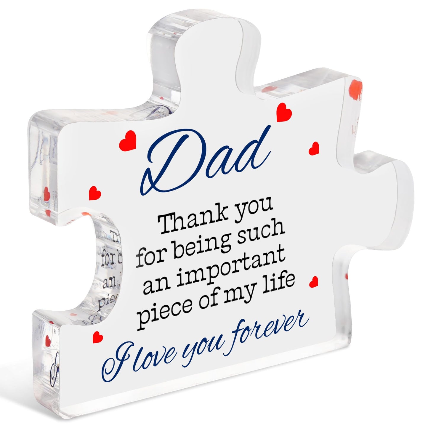 Best Dad Ever Gifts, Acrylic Puzzle Piece Gift 2.8 x 3.5 Inch, Dad Gifts from Daughter or Son, Fathers Day Decorations, Fathers Day Presents for Daddy, Meaningful Birthday Present, Heartfelt Keepsake