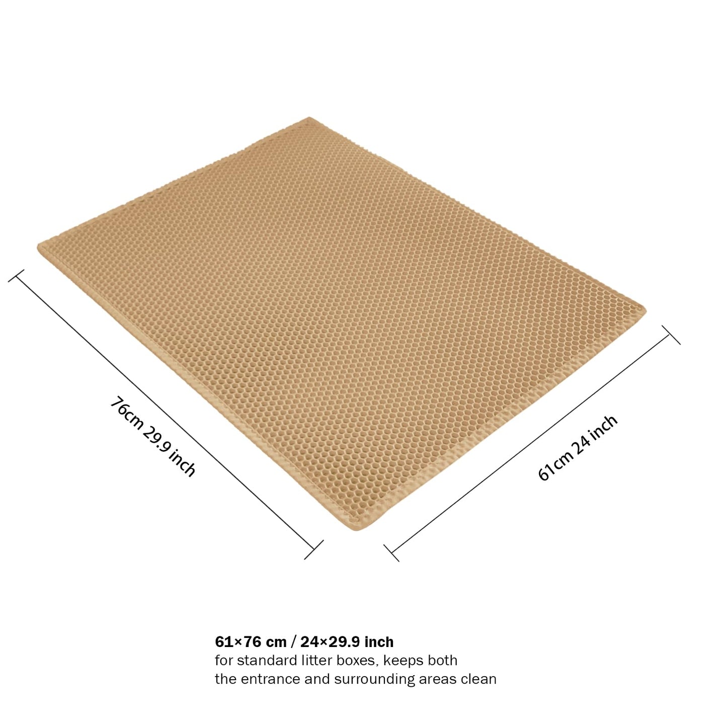 Ribnckly Cat Litter Trapping Mat, Double Layer Waterproof Proof Litter Box mat, Non-Slip Design, Easy to Clean, Beige Cat Box Mat 29.9'' x 24''Inch