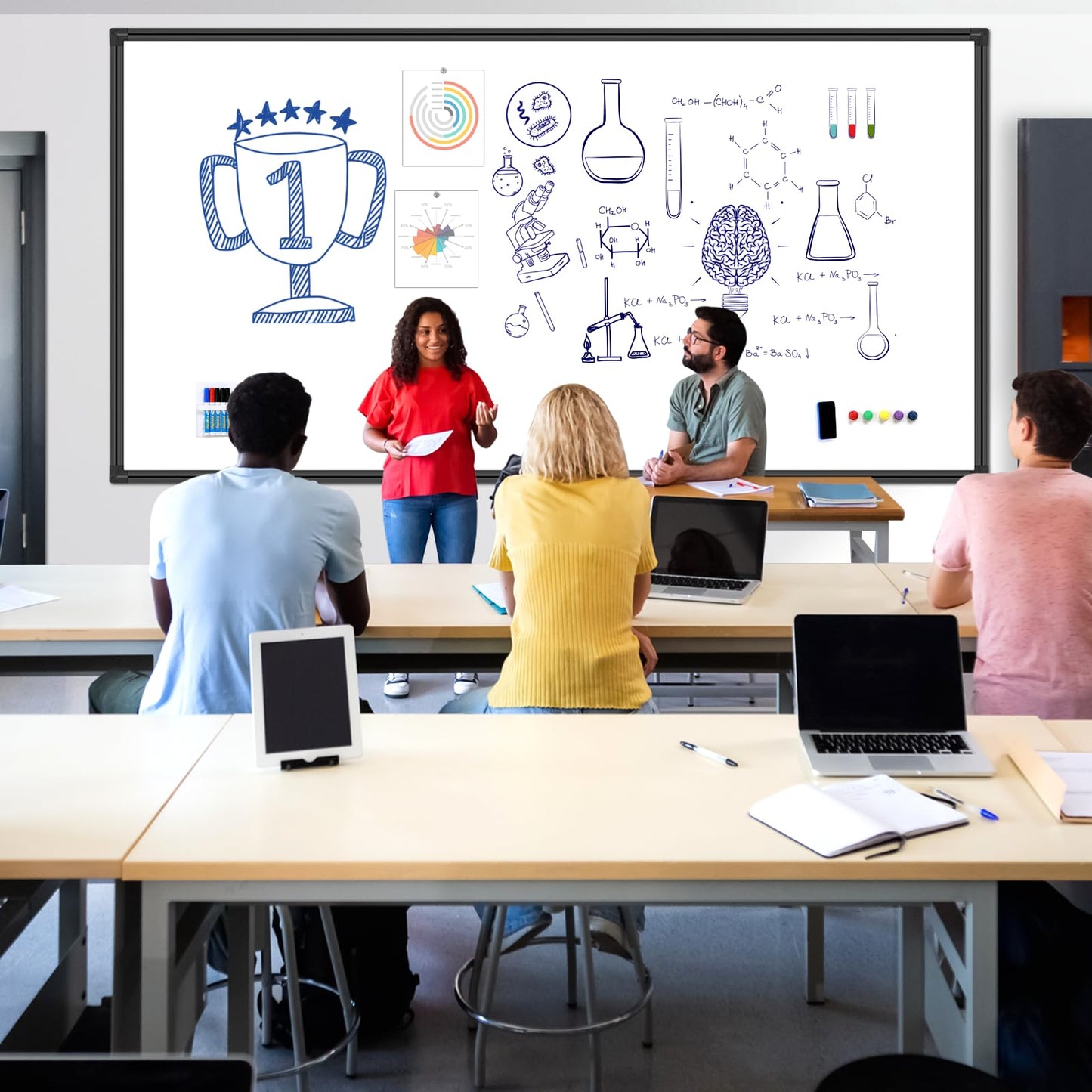 H-Qprobd 8'x4' Large Whiteboard with Aluminum Frame - 96"x48" Magnetic Dry Erase Board Commercial-Grade Wall Mounted | Ideal for Office Presentations, Classroom Teaching & Professional Workspace