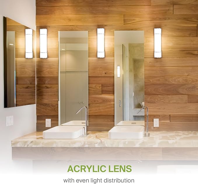 ASD LED 24" Vanity Flush Mount Light Fixture, Linear Bathroom Lighting Bar | 3CCT, Dimmable, Energy Star, ETL Listed | 25W 1950LM 3000-5000K 120V | Long Bath Wall Sconce Over Mirror | Nickel, 2 Pack