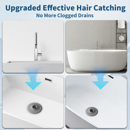Bathtub Drain Hair Catcher,Tub Shower Drain Hair Trap/Strainer,3PCS Silicone Collapsible Tub Hair Catcher Drain Protector Designed for 1.47" to 1.75'' Regular Drains(Dark Gray)