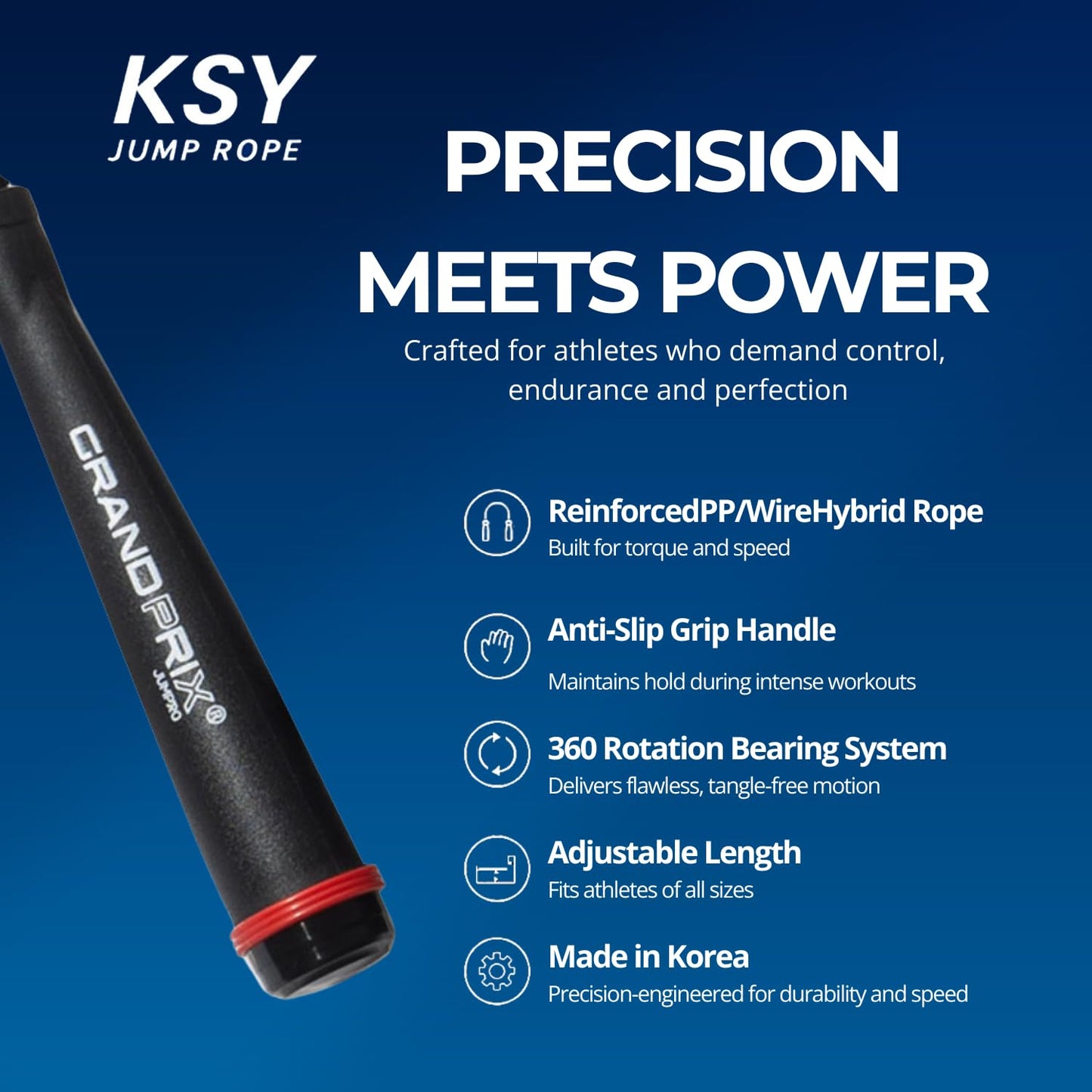 KSY Grand Prix Ultra Speed Light Wire Jump Rope (S-707, Red) – Professional Steel Wire Speed Rope for Boxing, CrossFit & HIIT – Adjustable Jump Rope with Precision Bearings – Made in Korea