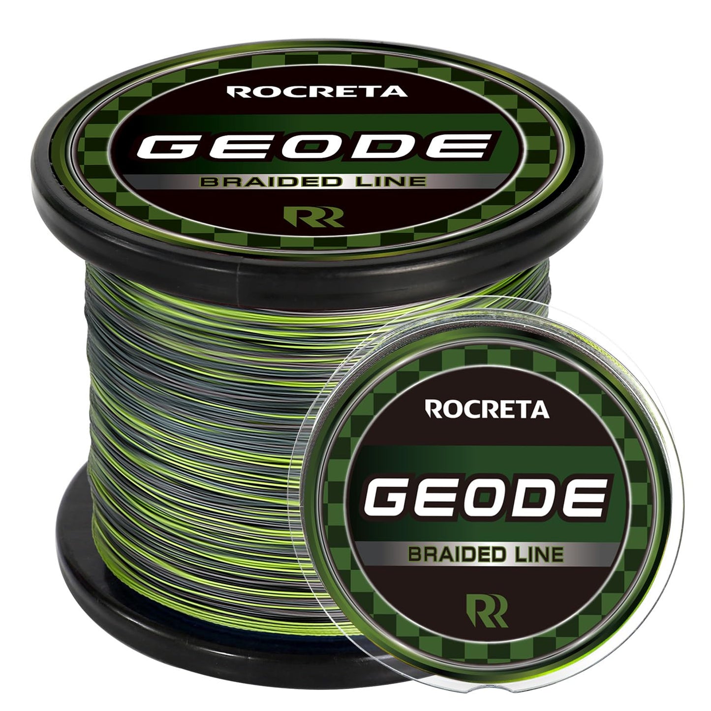 ROCRETA Geode Braided Fishing Line, Super Strong Power Braid Lines for Saltwater and Freshwater Fish 30lb, 150yds，Camo Green