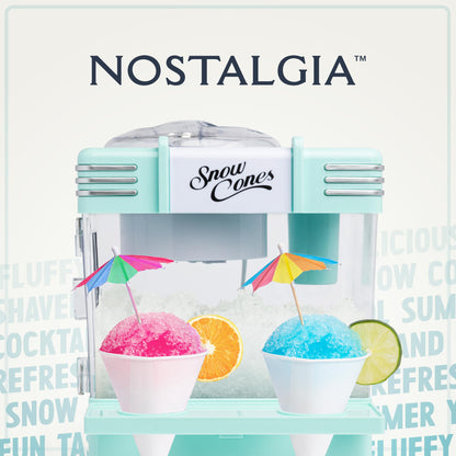 Nostalgia Snow Cone Shaved Ice Machine - Retro Table-Top Slushie Machine Makes 20 Icy Treats - Includes 2 Reusable Plastic Cups & Ice Scoop - Retro Red