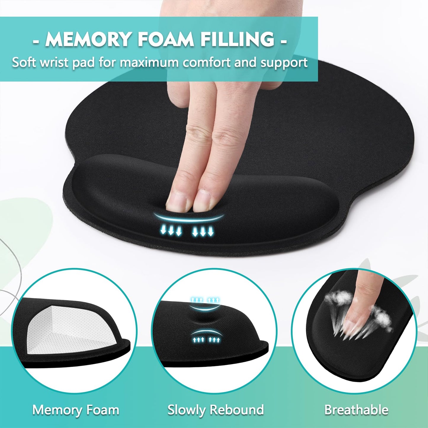 Mouse Pad and Keyboard Wrist Rest- Ergonomic Wrist Rest for Computer Keyboard and Mouse Pad, Memory Foam Wrist Support for Comfy Typing, Ideal for Laptop, Office, Gaming
