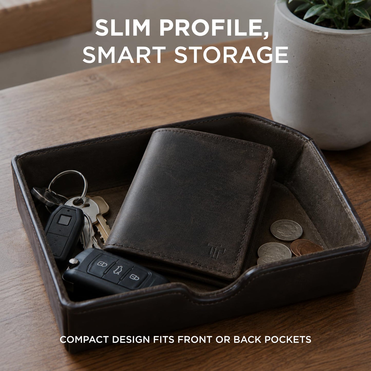 TRUTANN Leather Wallet – TrifoldCard Holder | Real Genuine Leather Mens Wallet | RFID Secure | Fits 8 Cards | Tap to Pay Feature | Quality Credit Card Holder (Brown)